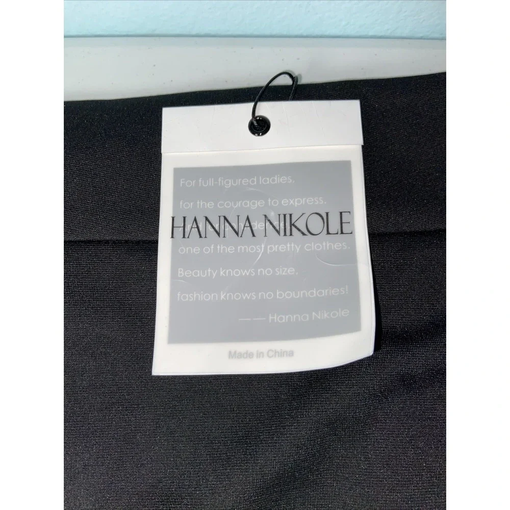 Hanna Nikole Black Plus Size Pencil Skirt 22W Knee Length Back Slit NWT